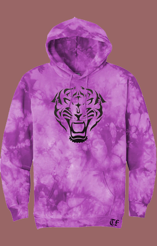 Unisex Crystal Tie-Dye Purple Pullover Hoodie